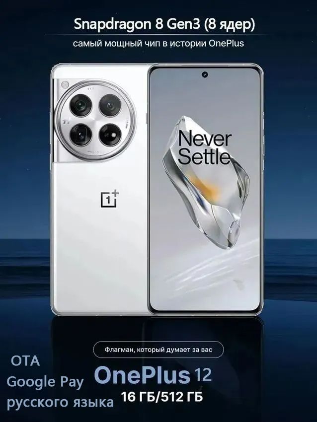 OnePlusСмартфонOnePlus12OxygenOSGlobal16/512ГБ,светло-серый