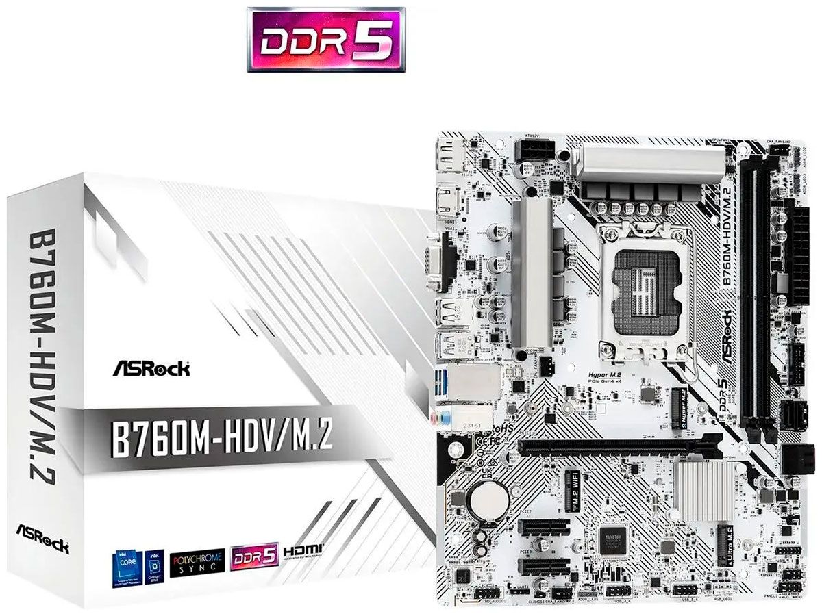 МатеринскаяплатаAsrockB760M-HDV/M.2(LGA1700,mATX)