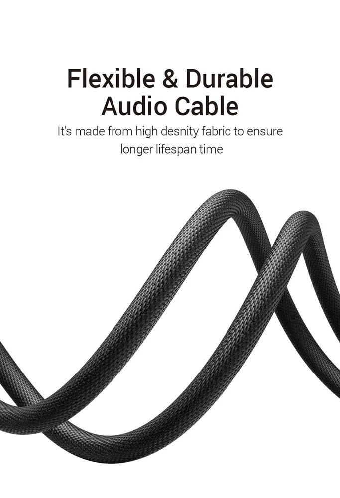 Кабель UGREEN AV183 (20782) 3.5mm Male to Male 4-Pole Microphone Audio Cable. Длина: 2м. Цвет: черный #12