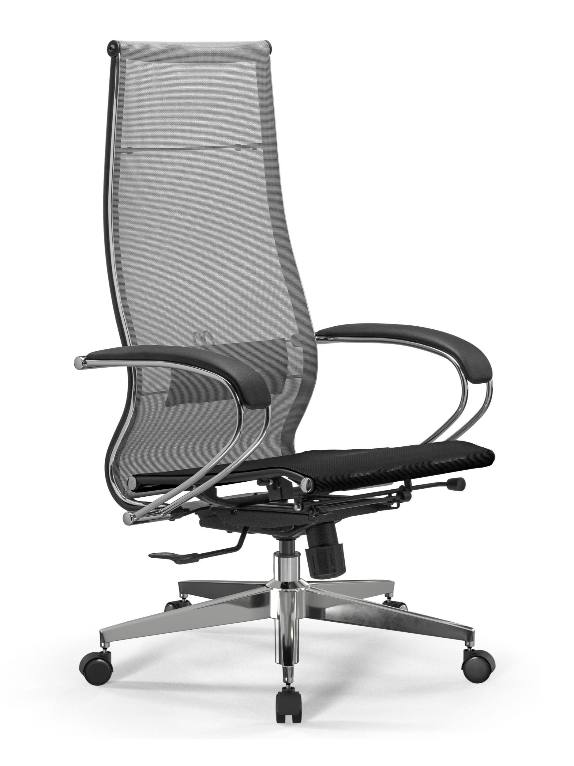 Ergolife.КреслокомпьютерноеМЕТТА-7/подл.131/осн.Synchro004,Сетка,Серый/Черный