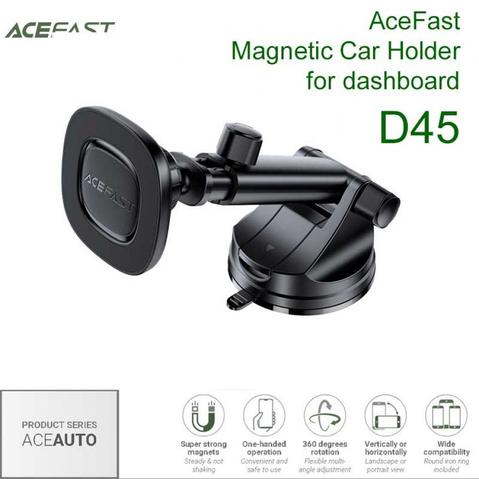МагнитныйmagsafeдержательнапанельилобовоестеклоAcefastAceAutoD45MagneticCarHolderfordashboardчерный