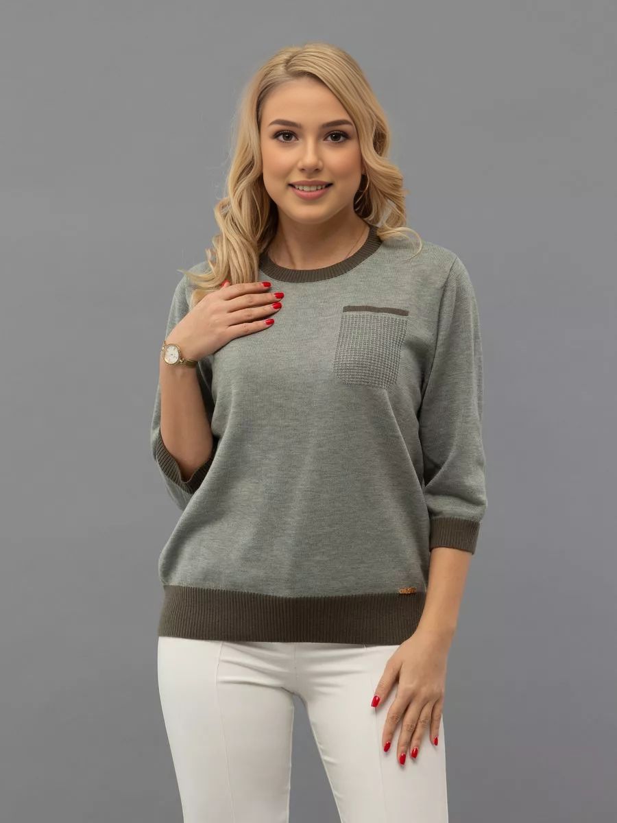 Джемперизхлопкасдекоративнымкармашком