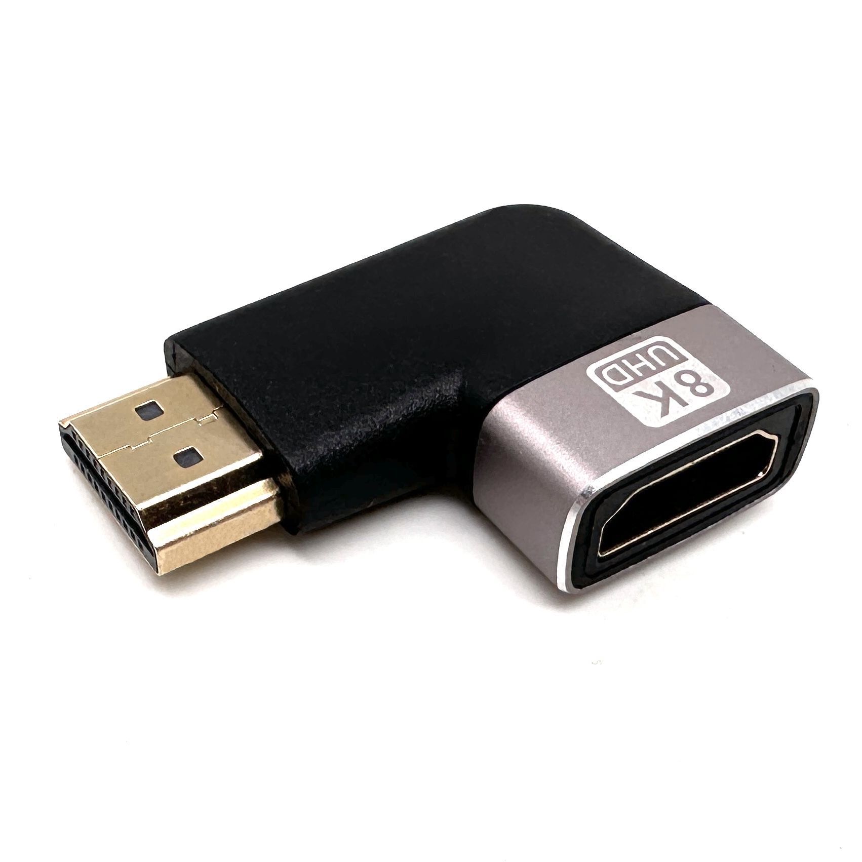 ПереходникHDMI-HDMI8Kштекер-гнездоугловой,левый