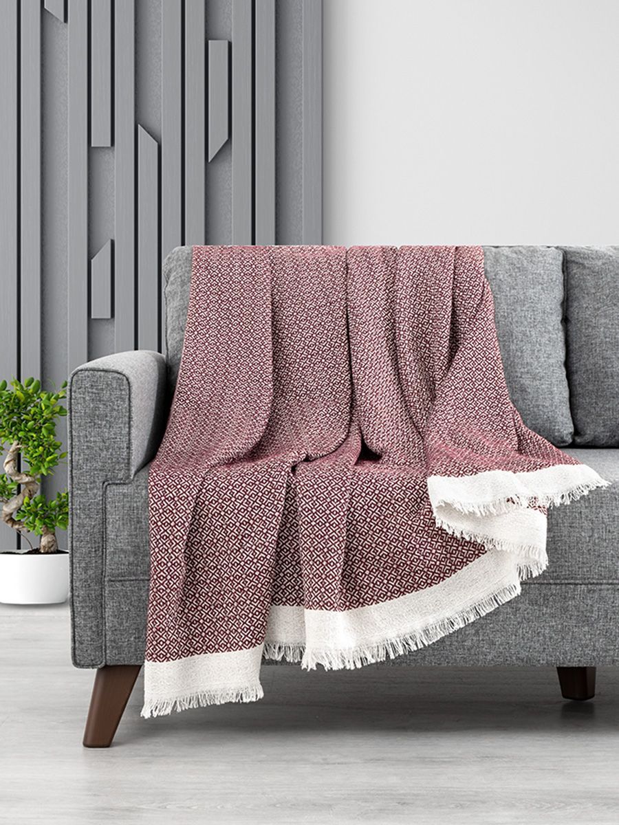 ПледKARNAхлопок80%ALARA170x200см,бордовый