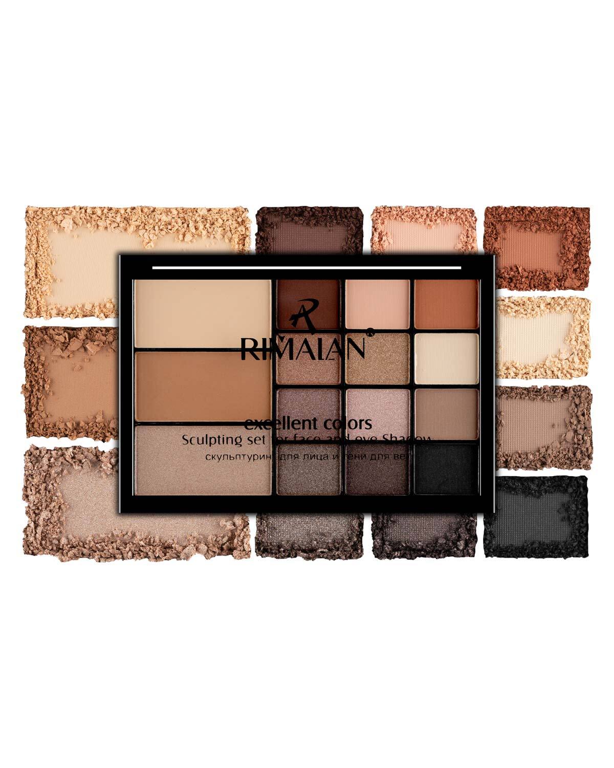 RimalanНаборкосметический:тенидлявек,пудрадлялица,хайлайтер"ExcellentColors",контуринг,19,2г
